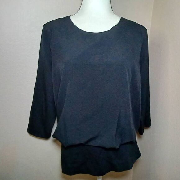 Cabi Indulgence top black cinched waist 3/4 sleeve size M - Picture 4 of 10